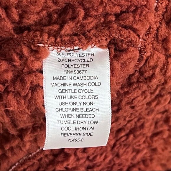 Arizona Jean Co Teddy Cropped Hoodie Jacket Long Sleeves 3/4 Zip Pockets Rust - Picture 10 of 12